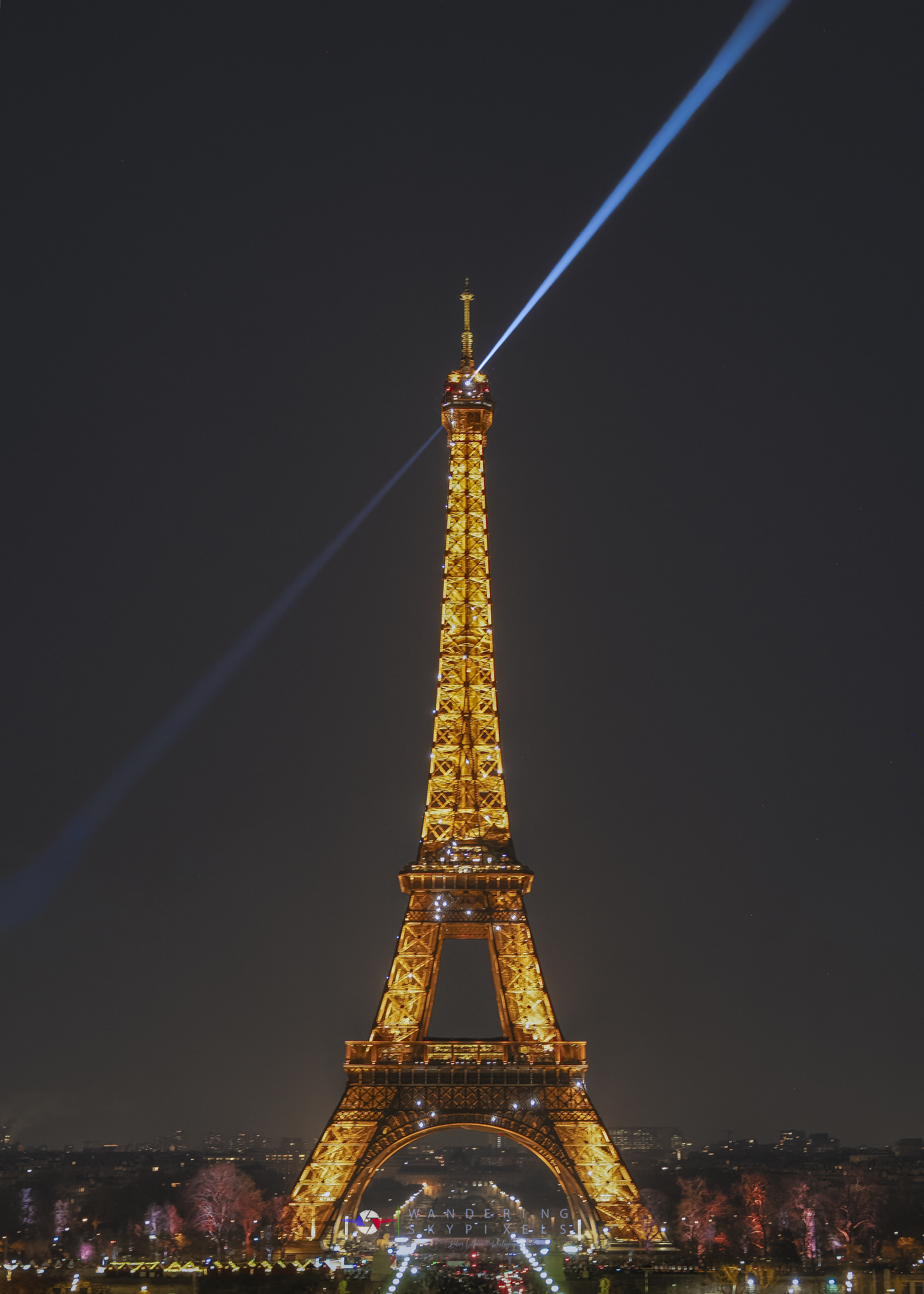 Eiffel Tower - Searchlight Night