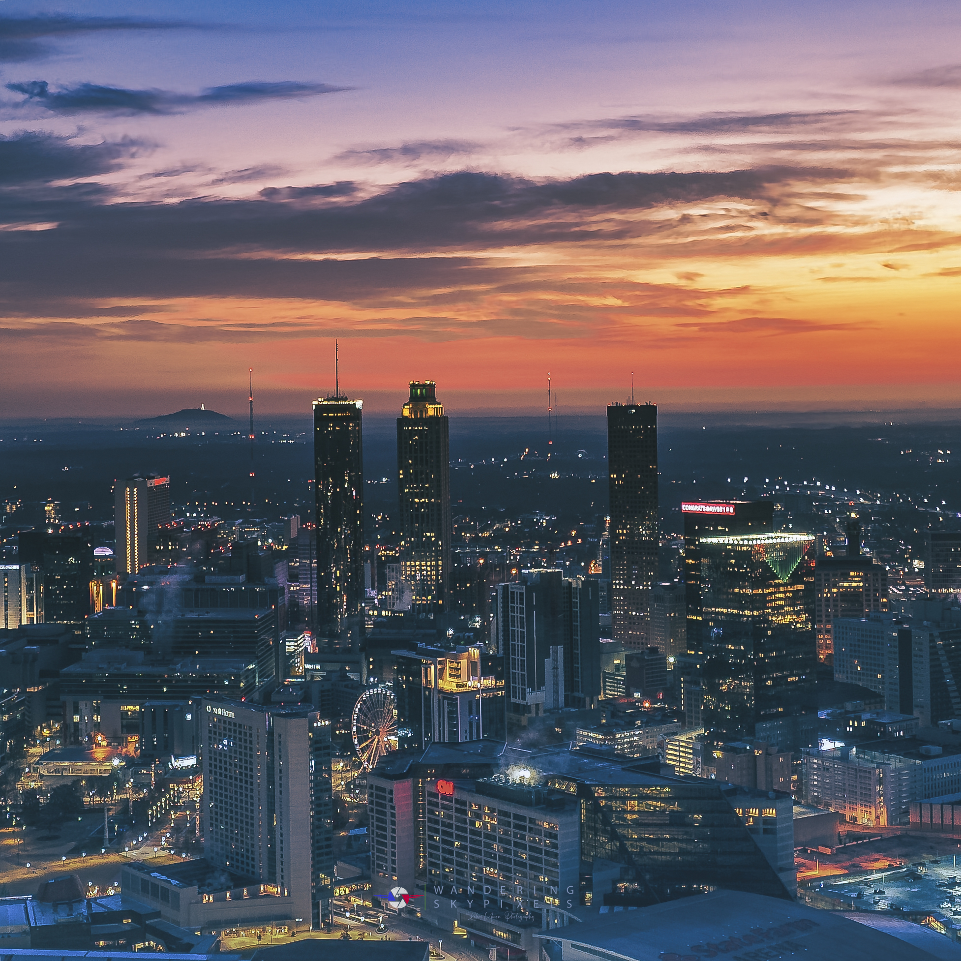 Downtown Atlanta at Sunset — Drone